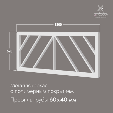 Изголовье для кровати Афина 1800 (180х62 см), Металлокаркас Белый