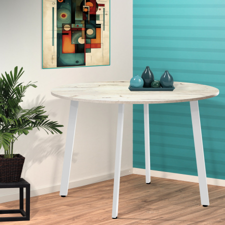 Стол Шанхай (D1200) 18мм, ЛДСП Дуб белый крафт / Металлокаркас Белый