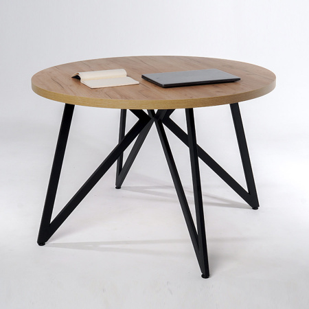 Стол Женева (D1000), ЛДСП Дуб золотой крафт / Металлокаркас Графит