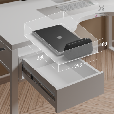 Ящики подвесные для стола 2 шт, ЛДСП Белый \ Металлокаркас Белый