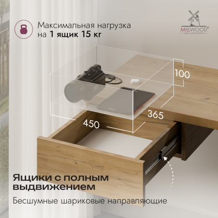 Стол консольный Берген (1800x500), ЛДСП Дуб золотой крафт \ Металлокаркас Черный