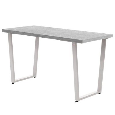 Стол Уэльс (1300х650) 36мм, ЛДСП Бетон / Металлокаркас Белый