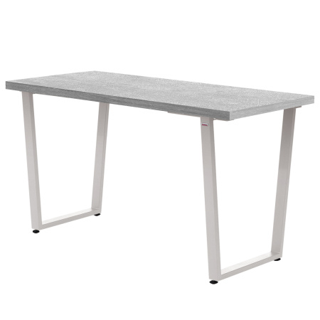 Стол Уэльс (1300х650) 36мм, ЛДСП Бетон / Металлокаркас Белый