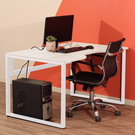 Столешница с вырезом 1300x850x18, ЛДСП Дуб белый крафт / Металлокаркас Белый