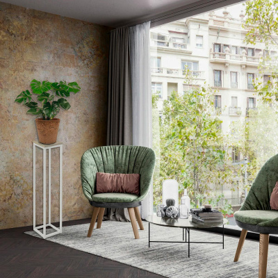 Подставка декоративная 210x210x900, ЛДСП Дуб белый крафт / Металлокаркас Белый