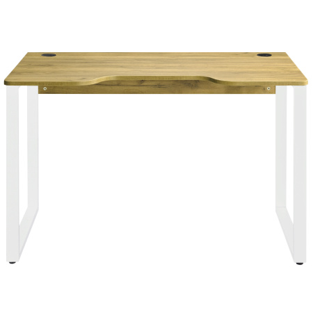 Стол Гонконг с вырезом (1200х700) 18 мм, ЛДСП Дуб золотой крафт / Металлокаркас Белый