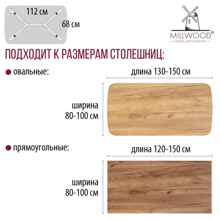 Опора Мюнхен 1300х800, Металлокаркас Белый