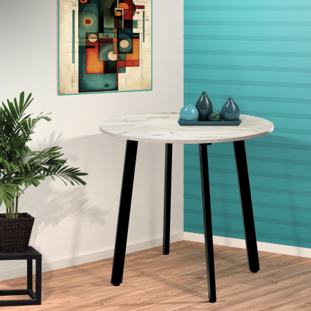 Стол Шанхай (D900) 18мм, ЛДСП Дуб белый крафт / Металлокаркас Черный