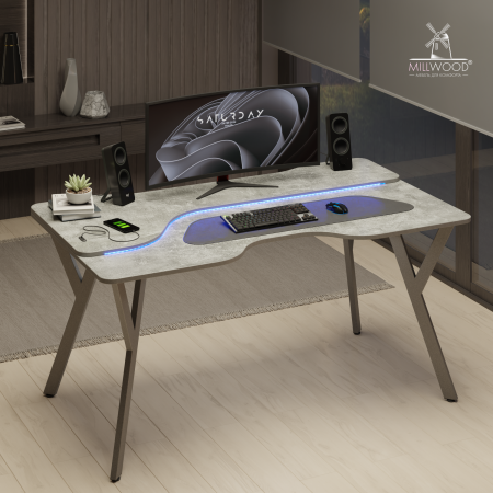 Стол компьютерный Осака (1600х900), ЛДСП Бетон \ Металлокаркас Графит