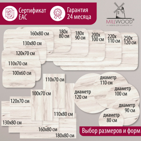 Столешница 1000х600хx18, ЛДСП Дуб белый крафт