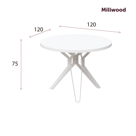 Стол Ванкувер (D1200) 18мм, ЛДСП Белый / Металлокаркас Белый