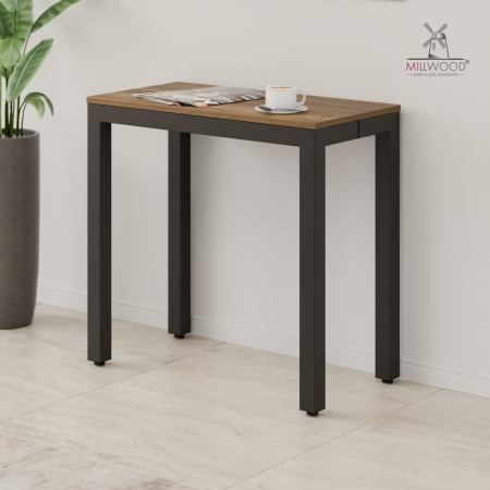 Стол Сиена раздвижной (412/2432х800), ЛДСП Дуб табачный крафт \ Металлокаркас Черный