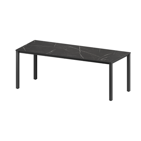 Стол Сеул (1800х800), ЛДСП Мрамор Неро \ Металлокаркас Черный