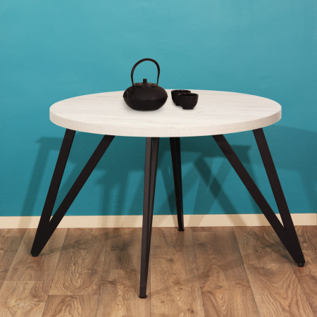 Стол Женева 2 (D1000), ЛДСП Дуб белый крафт / Металлокаркас Графит