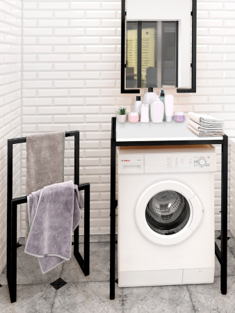 Стойка для стиральной машины Венеция 3, ЛДСП Белый / Металлокаркас Графит