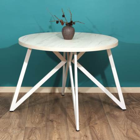 Стол Женева (D1100), ЛДСП Дуб белый крафт / Металлокаркас Белый