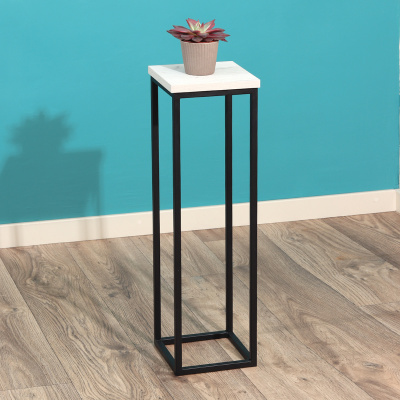 Подставка декоративная 210x210x700, ЛДСП Дуб белый крафт / Металлокаркас Черный