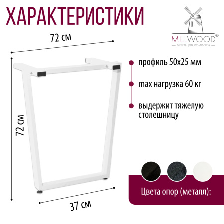 Опоры Уэльс 720, Металлокаркас Белый