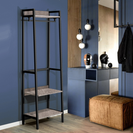 Прихожая Сканди 6, ЛДСП Бетон / Металлокаркас Черный