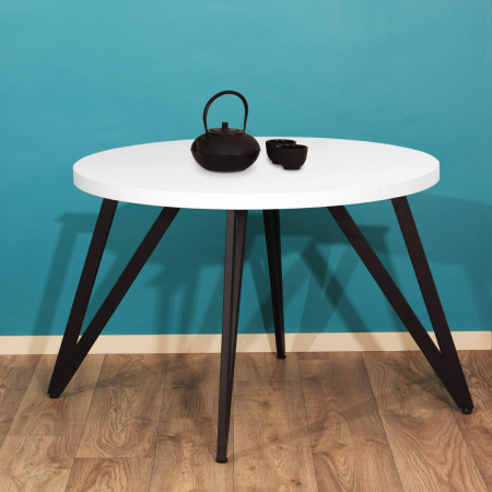 Стол Женева 2 (D1100), ЛДСП Белый / Металлокаркас Черный