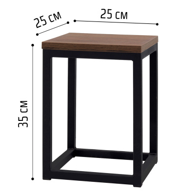 Подставка декоративная 250x250x350, ЛДСП Дуб табачный крафт / Металлокаркас Черный