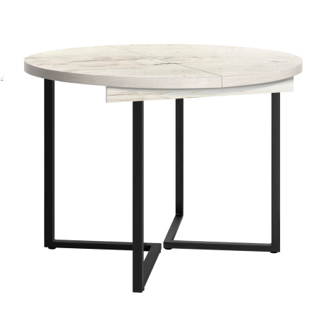 Стол раздвижной Лондон (D1000), ЛДСП Дуб белый крафт / Металлокаркас Черный