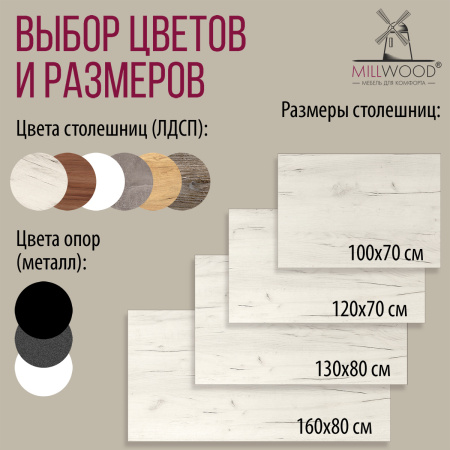 Стол Дели (1000х700) 18мм, ЛДСП Дуб белый крафт / Металлокаркас Белый Стол Дели (1000х700) 18мм, ЛДСП Дуб белый крафт / Металлокаркас Белый