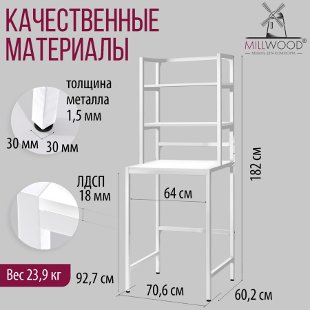 Стойка для стиральной машины Венеция 1, ЛДСП Белый / Металлокаркас Белый