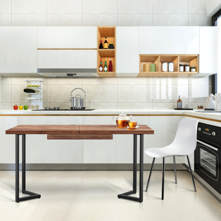 Стол раздвижной Лондон (1100/1500х700), ЛДСП Дуб табачный крафт / Металлокаркас Черный