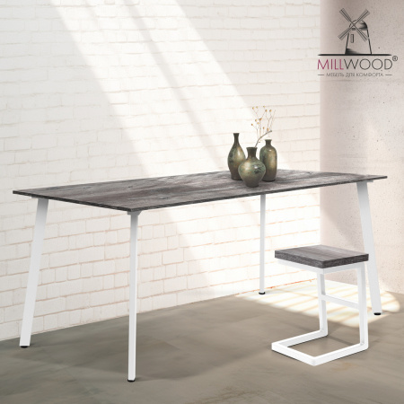 Стол Шанхай (1600х800) 18мм, ЛДСП Сосна пасадена / Металлокаркас Белый