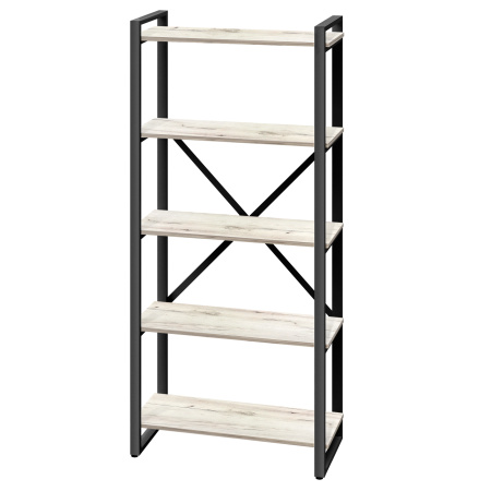 Стеллаж Лофт СН-3, ЛДСП Дуб белый крафт / Металлокаркас Черный