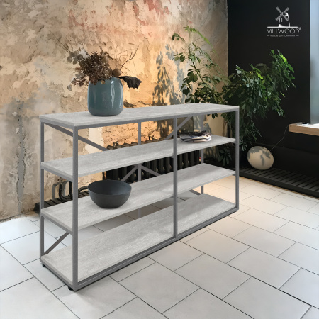 Стеллаж Лофт OR-1, ЛДСП Бетон / Металлокаркас Графит