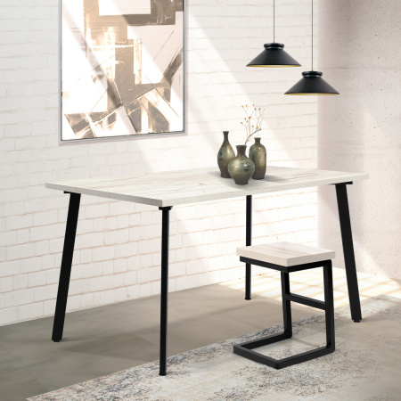 Стол Шанхай (1300х800), ЛДСП Дуб белый крафт / Металлокаркас Черный