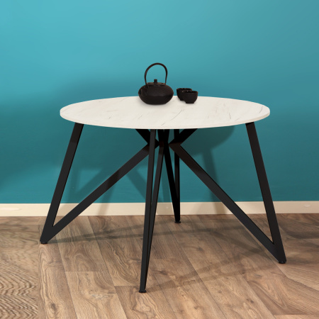 Стол Женева (D1100) 18мм, ЛДСП Дуб белый крафт / Металлокаркас Черный