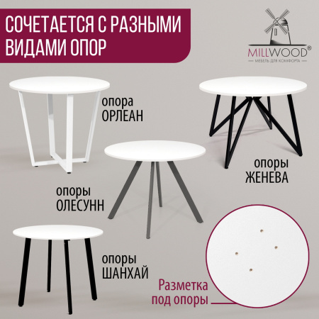 Столешница D1000х18, ЛДСП Белый Столешница D1000х18, ЛДСП Белый