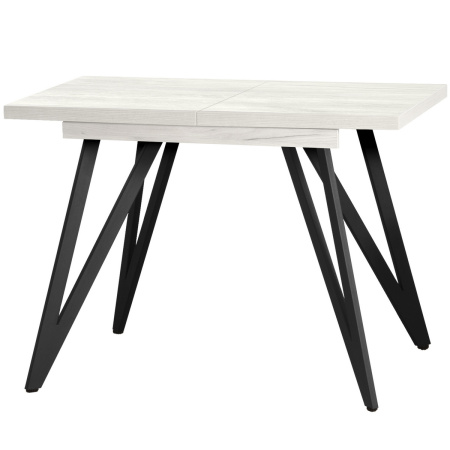 Стол раздвижной Женева 3 (1100/1500х700), ЛДСП Дуб белый крафт / Металлокаркас Черный