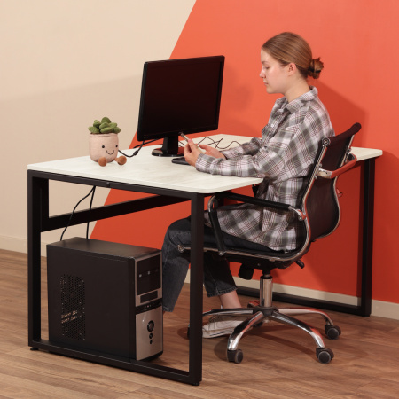 Столешница с вырезом 1300x850x18, ЛДСП Дуб белый крафт / Металлокаркас Черный