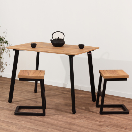 Табурет Арне 2, ЛДСП Дуб золотой крафт / Металлокаркас Черный