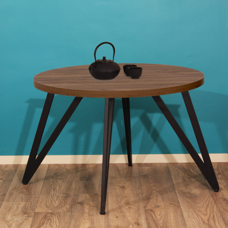 Стол Женева 2 (D1100), ЛДСП Дуб табачный крафт / Металлокаркас Черный