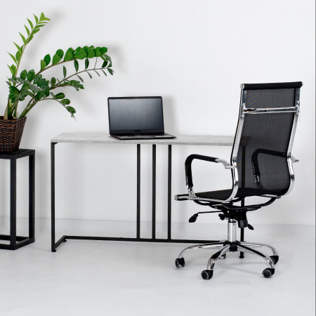 Стол-консоль Лиссабон 1, ЛДСП Бетон / Металлокаркас Черный