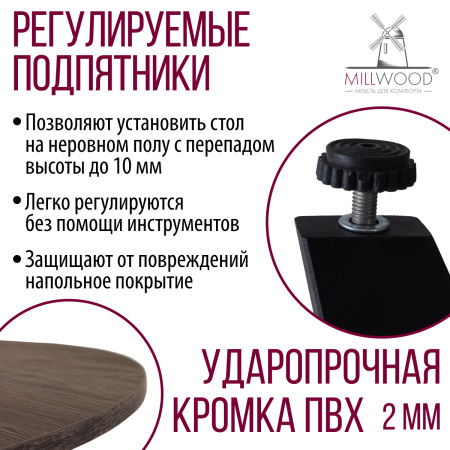 Стол Женева 2 (D1000) 18мм, ЛДСП Сосна пасадена / Металлокаркас Графит