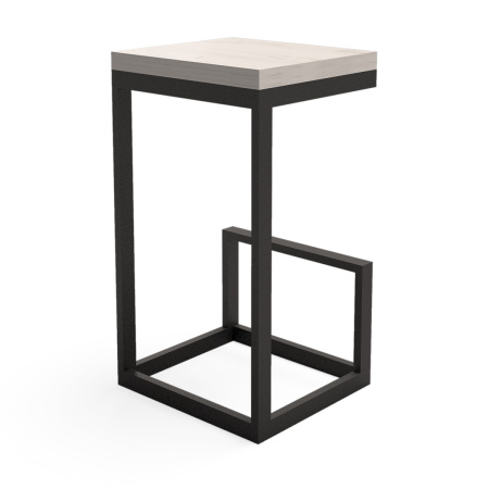 Стул барный Ярдс, ЛДСП Дуб белый крафт / Металлокаркас Черный