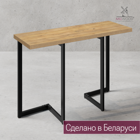 Стол-консоль Арлен 1, ЛДСП Дуб золотой крафт / Металлокаркас Черный