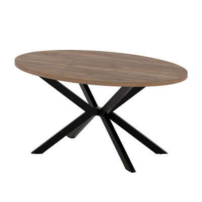 Стол Верона овальный (1600х1000), ЛДСП Дуб табачный крафт \ Металлокаркас Черный