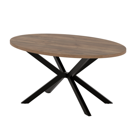 Стол Верона овальный (1600х1000), ЛДСП Дуб табачный крафт \ Металлокаркас Черный