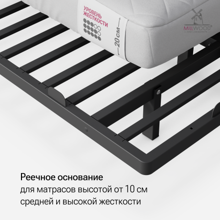 Кровать двуспальная Афина с RGB-подсветкой C изголовьем (2000х1800), Металлокаркас Черный 