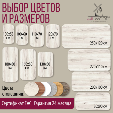 Столешница 1100х700х36, ЛДСП Дуб белый крафт