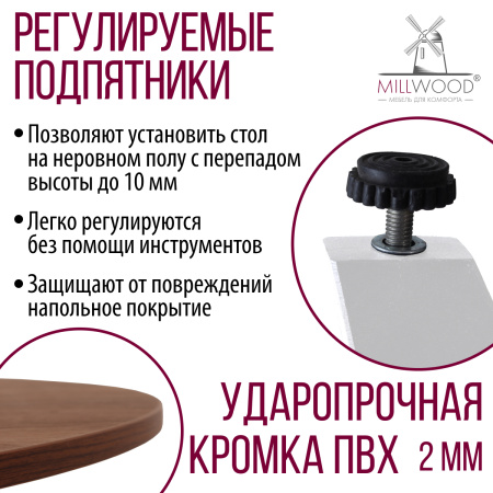 Стол Женева 2 (D1200) 18мм, ЛДСП Дуб табачный крафт / Металлокаркас Белый