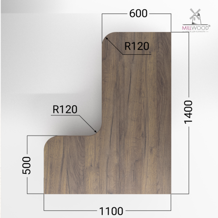 Столешница угловая 1400х1100, ЛДСП Дуб табачный крафт