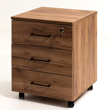 Тумба офисная подкатная с замком, ЛДСП Дуб табачный крафт